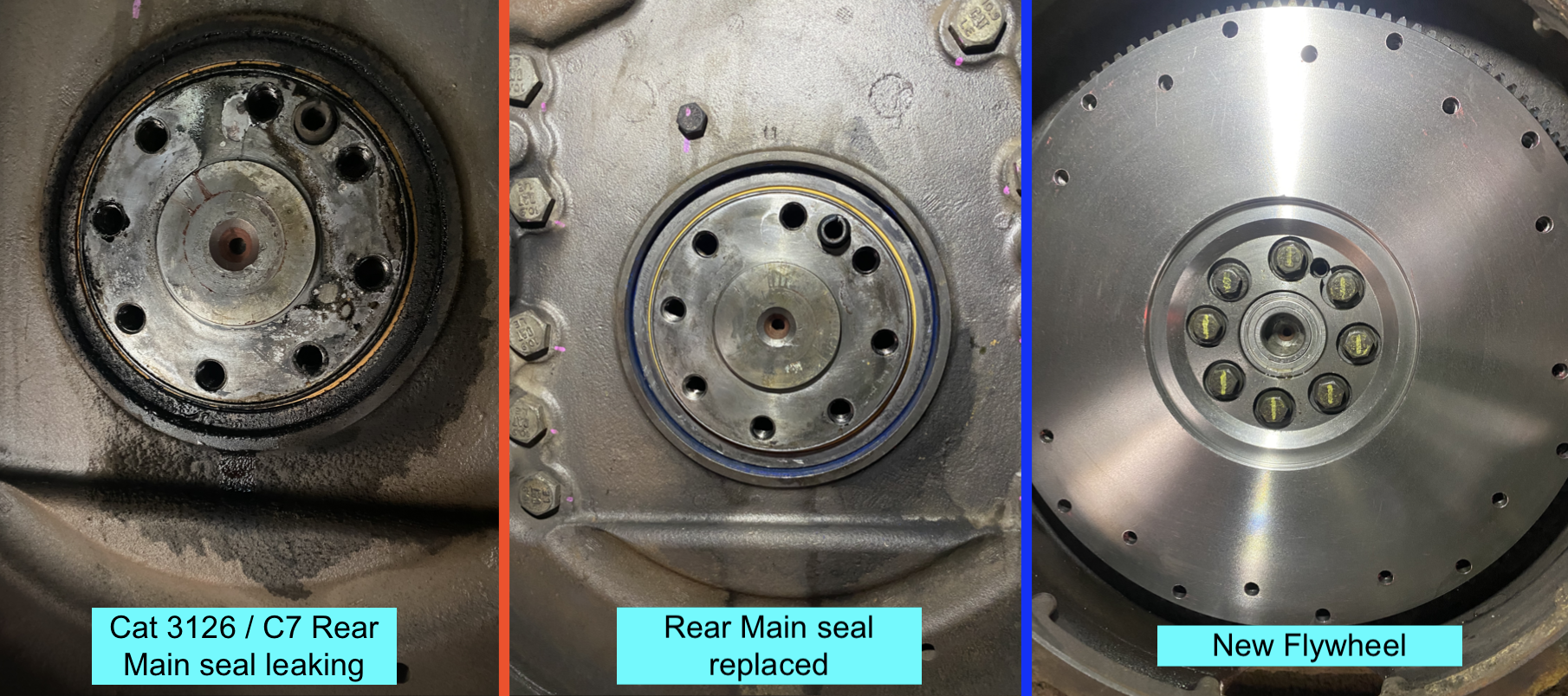 Cat 3126 C7 Rear Main Seal and Flywheel replaced